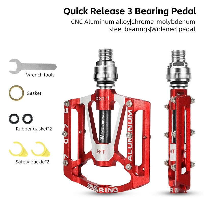 WEST BIKING Quick Release Widened Pedals – Non-Slip, Ultralight & 3 Bearings for Road & MTB