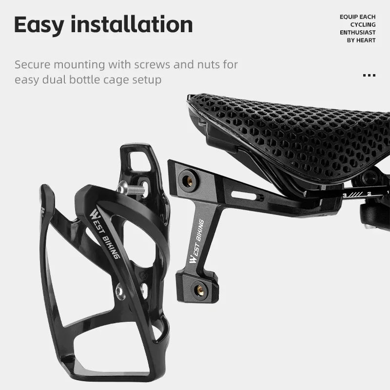 WEST BIKING Bicycle Bottle Cage Extension – Lightweight, Durable & Versatile for Single or Double Bottles