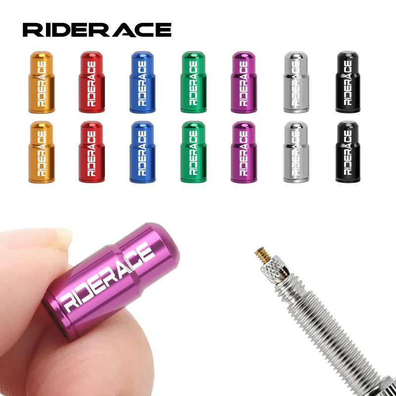 RIDERACE CNC Aluminum Bicycle Valve Caps Durable Dustproof Universal Fit for Schrader Presta Valves