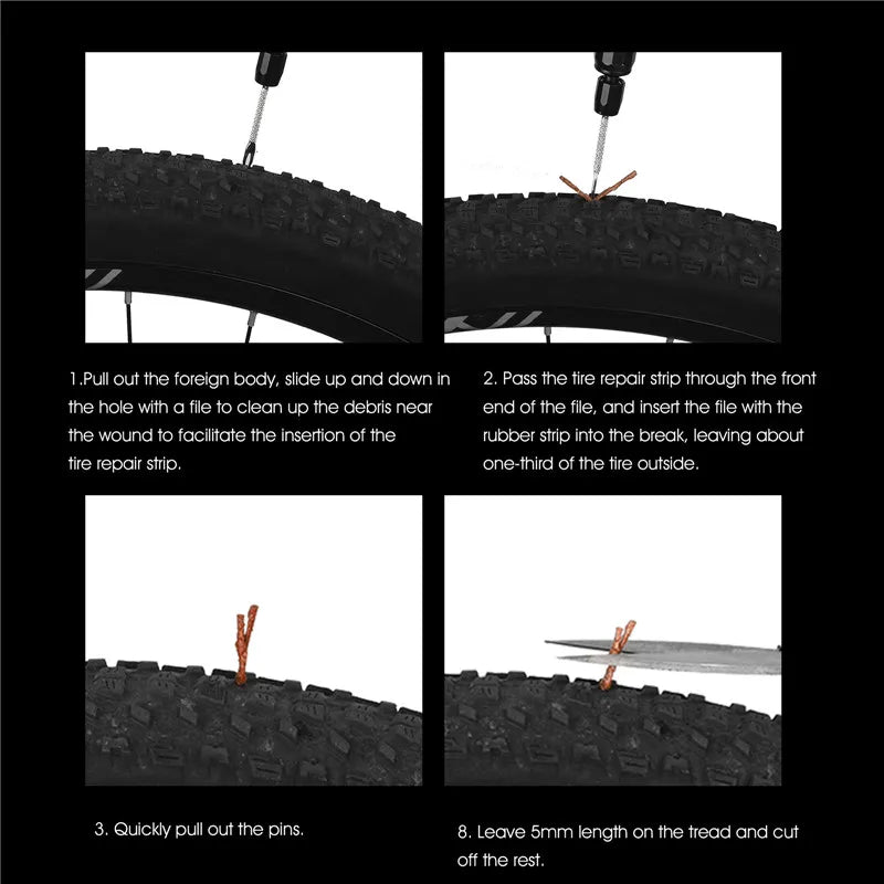 WEST BIKING Emergency Tubeless Tire Repair Kit – Heavy-Duty Puncture Tool with Rubber Strips