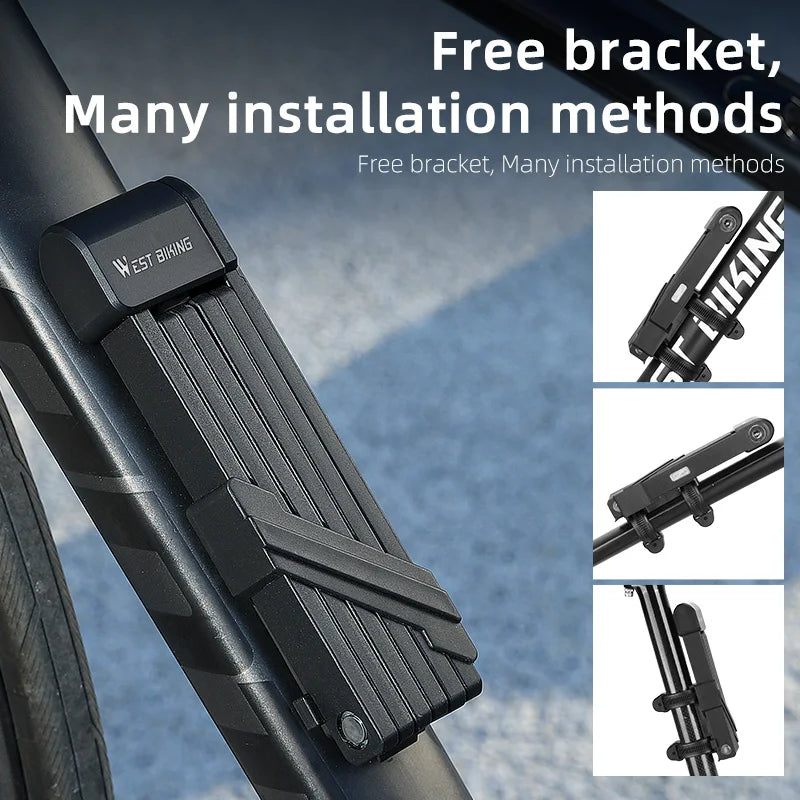 WEST BIKING Portable Folding Bike Lock – Durable Anti-Theft Steel Lock for Bicycles & Motorcycles