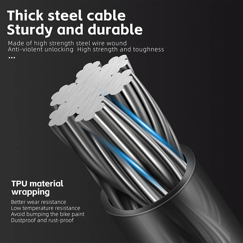 WEST BIKING Heavy-Duty Anti-Theft Bike Cable Lock – Freeze-Resistant, High-Security & Durable Protection