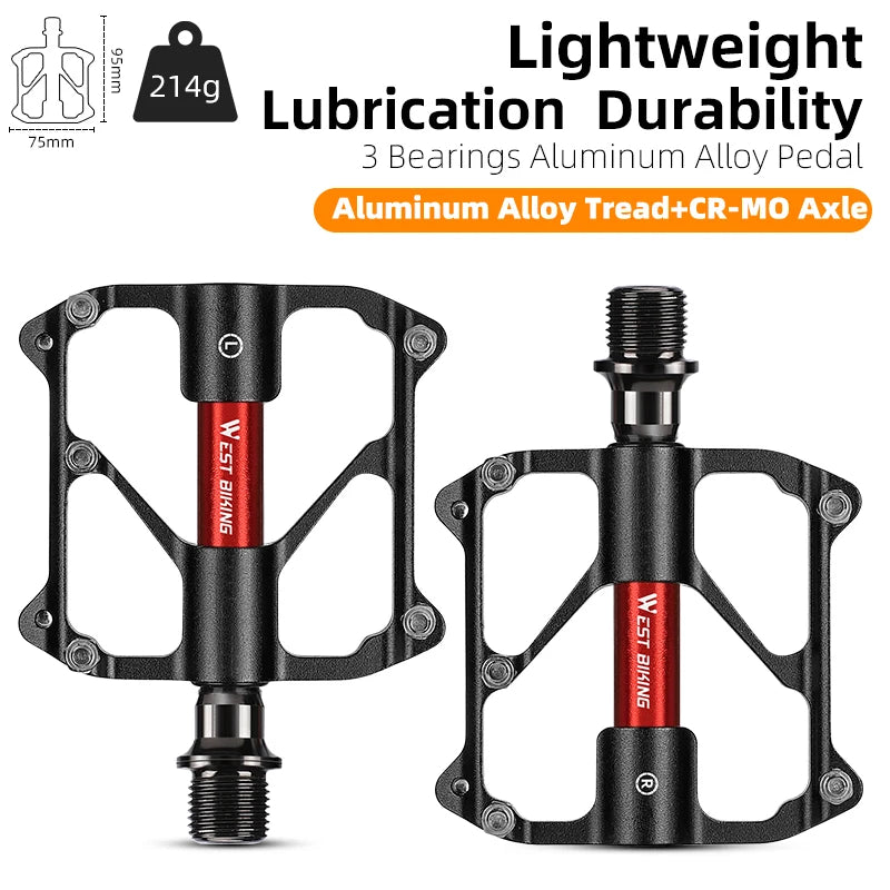 WEST BIKING Titanium Axle Bike Pedals – Ultralight, Anti-Slip, and Durable for Road & MTB Cycling