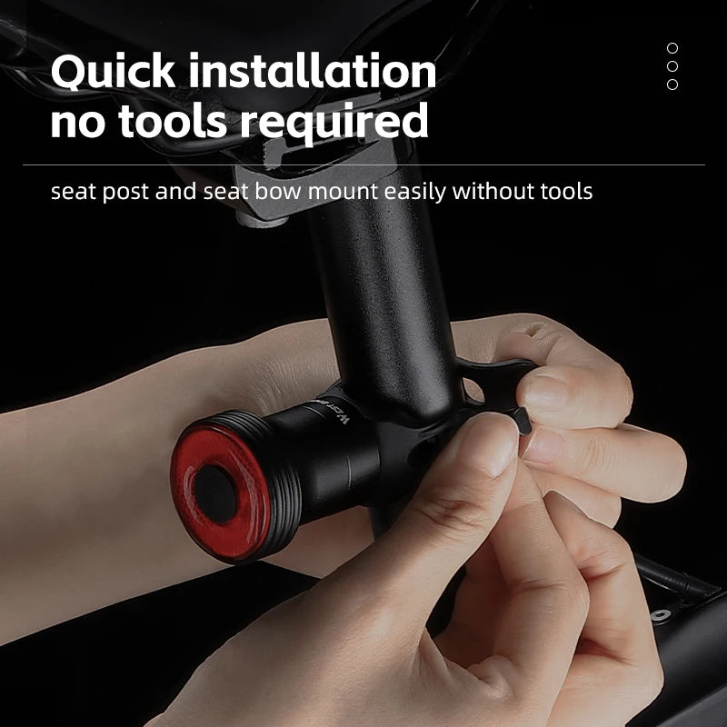 WEST BIKING Smart Sensing Bicycle Taillight – IPX6 Waterproof Rear Light with Type-C Charging