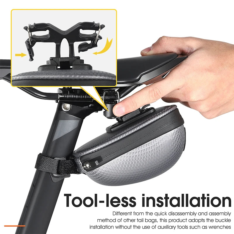 WEST BIKING Waterproof Bicycle Saddle Bag – Mini Shockproof Seat Tail Bag with Reflective Safety Design