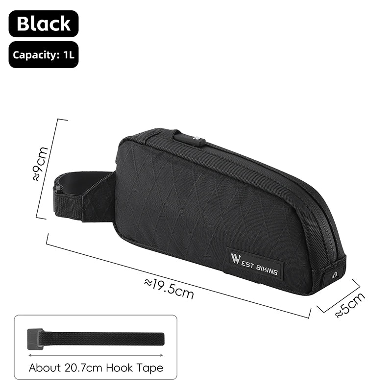 WEST BIKING 1L Bicycle Top Tube Bag – Lightweight, Durable & Waterproof for MTB & Road Bikes