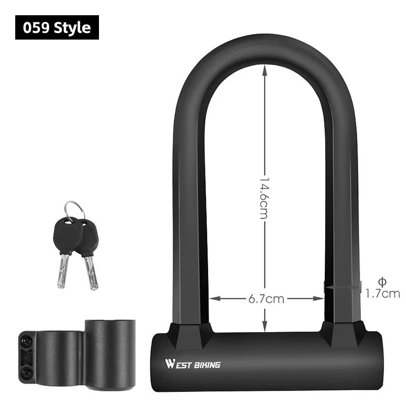 WEST BIKING Portable Bicycle U-Lock – Durable Anti-Theft Safety Lock for Bikes, Motorcycles, and Doors