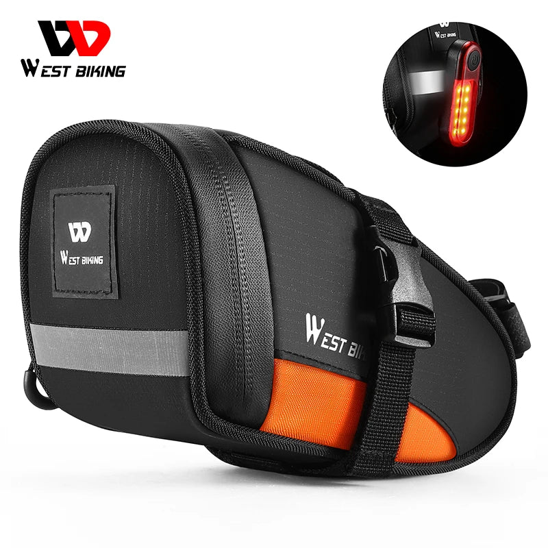 WEST BIKING 1.2L Waterproof Saddle Bag – Ultralight, Reflective & Tail Light Compatible