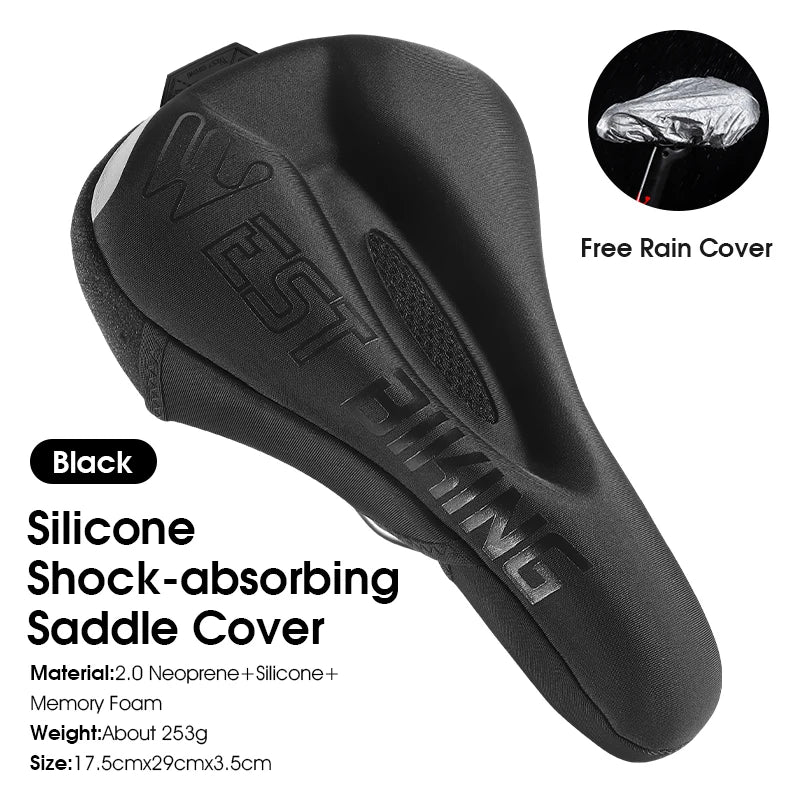 WEST BIKING Breathable Shock-Absorbing Bicycle Saddle Cover – Soft, High-Elastic & Waterproof