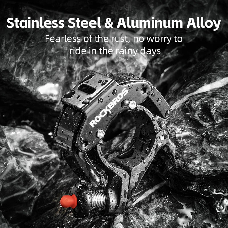 ROCKBROS C-Shaped Concealed Bicycle Bell Loud Compact Stainless Steel Handlebar Horn 100dB