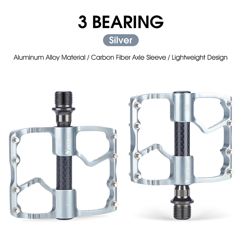 WEST BIKING Ultralight Bicycle Pedals – Titanium & CR-MO Axle, 3 Bearings & Anti-Slip Design for Racing & MTB