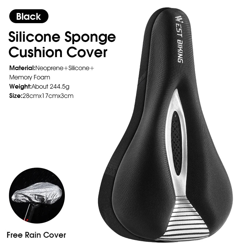 WEST BIKING Breathable Shock-Absorbing Bicycle Saddle Cover – Soft, High-Elastic & Waterproof