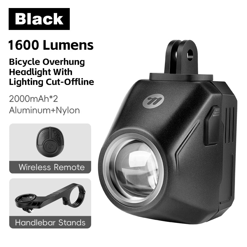 WEST BIKING 1600 Lumen Bike Light – Wireless Remote Control, IP66 Waterproof, High-Brightness Headlight