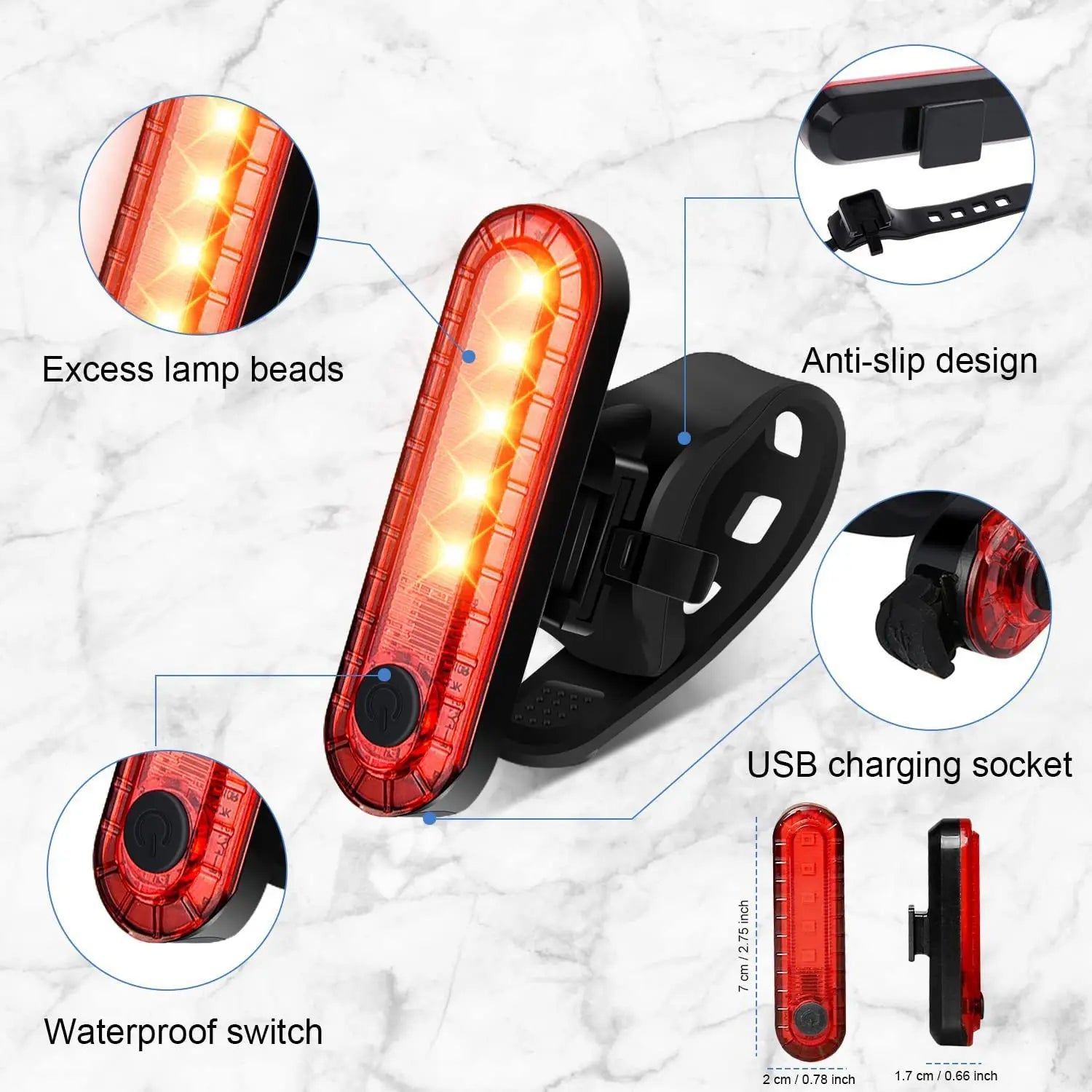USB Rechargeable LED Bike Rear Light – Bright & Easy-to-Install Taillight for Cycling Safety