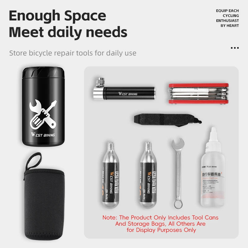 WEST BIKING Waterproof Bicycle Tool Capsule – Compact, Durable & Convenient Storage for Repair Kits