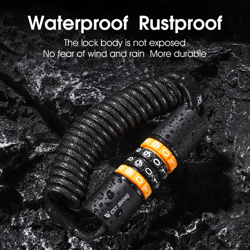 WEST BIKING Portable 4-Digit Password Cable Lock – Compact, Durable & Versatile for Helmets, Bikes & Luggage