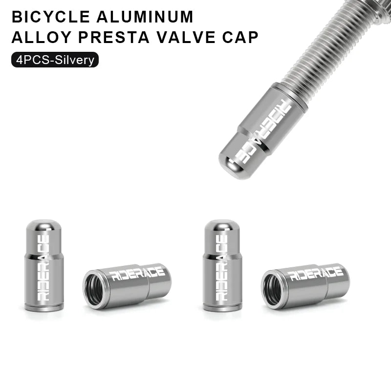 RIDERACE CNC Aluminum Bicycle Valve Caps Durable Dustproof Universal Fit for Schrader Presta Valves