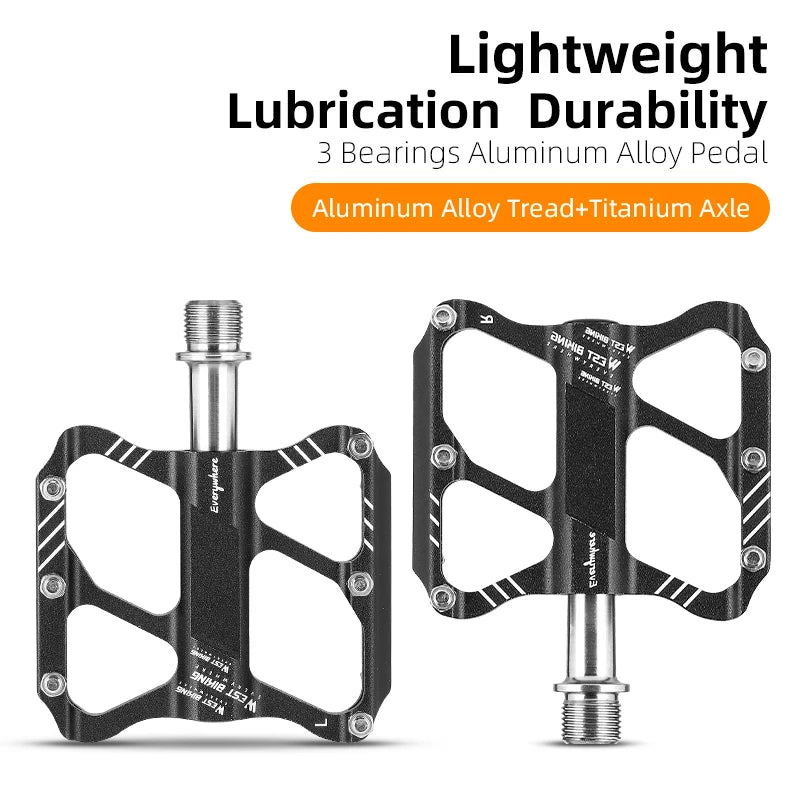 WEST BIKING Ultralight 3-Bearing Bicycle Pedals – Titanium & CR-MO Axle