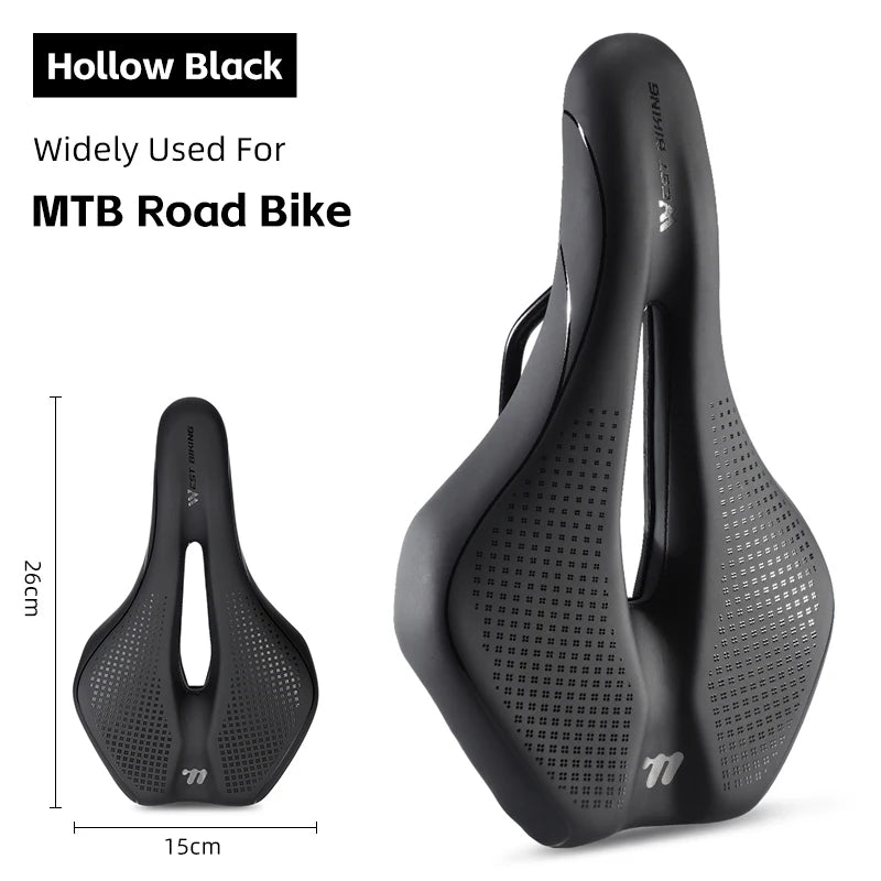 WEST BIKING Ultra-Light Hollow Bicycle Saddle – Breathable, Shock-Absorbing & Non-Slip for Road & MTB Cycling