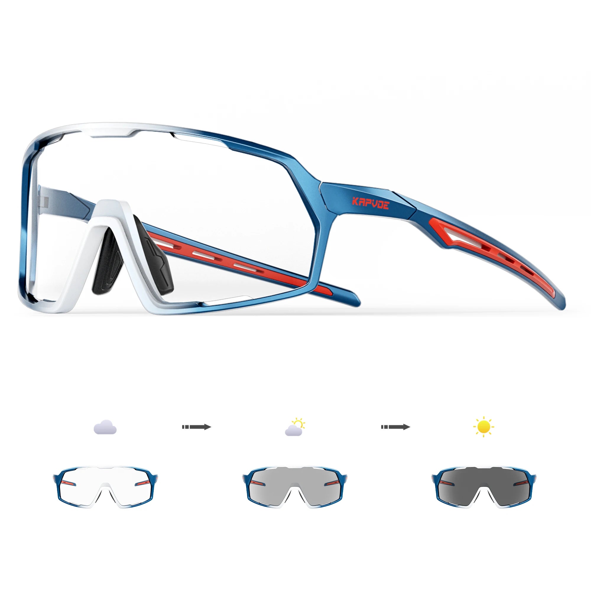 Kapvoe Photochromic Cycling Sunglasses – UV400 Protection, Lightweight Sports Goggles for MTB & Road Biking