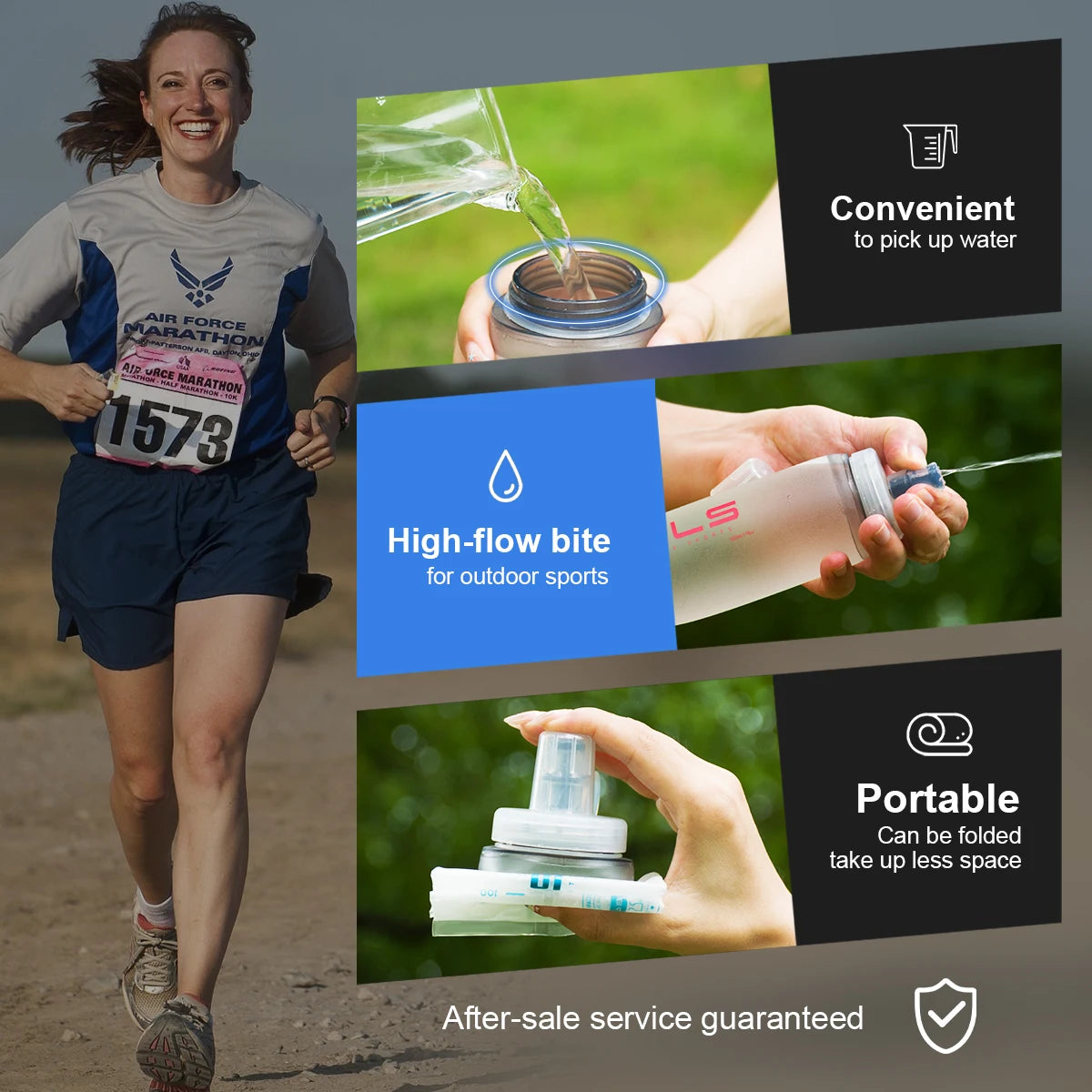 Collapsible Soft Water Bottle – Large Caliber, Lightweight & Portable for Sports & Outdoor Activities