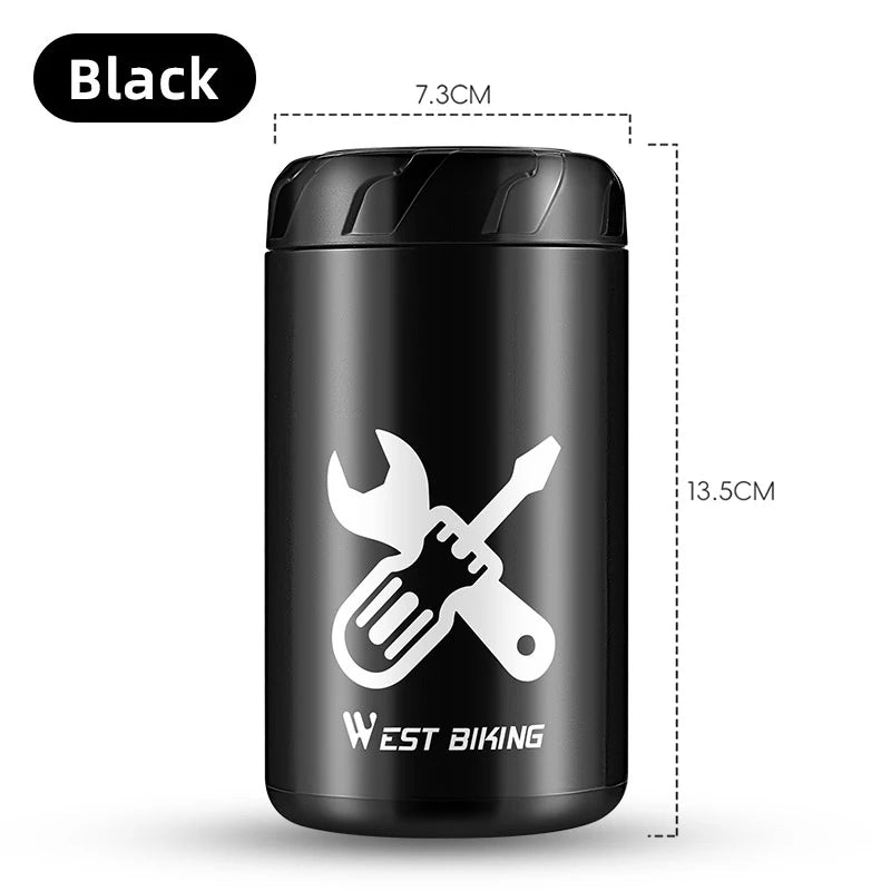 WEST BIKING Bicycle Tool Storage Capsule – Waterproof & Portable Repair Kit Container for MTB & Road Bikes