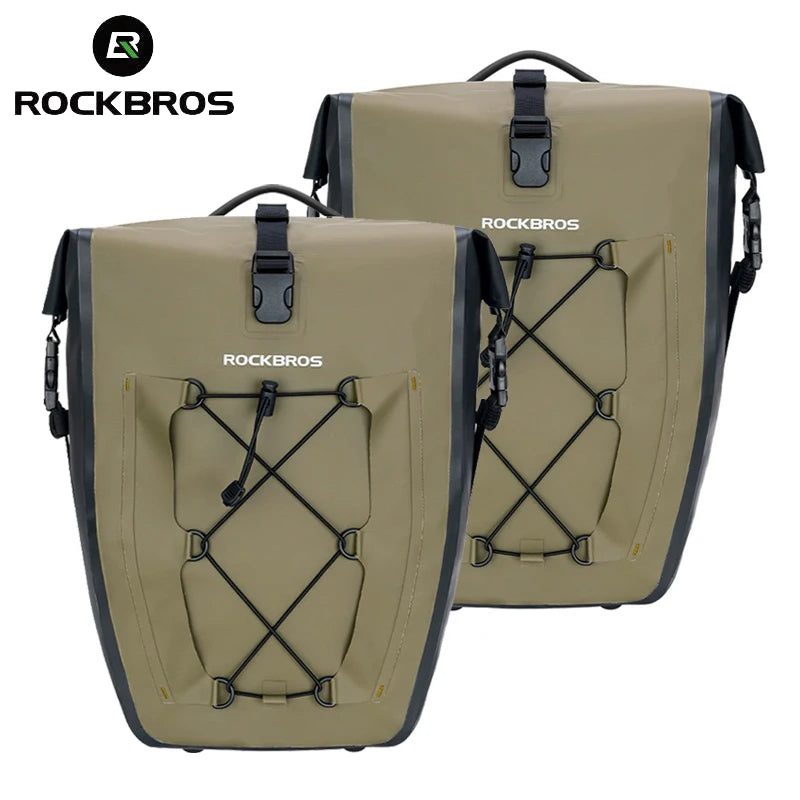 ROCKBROS Waterproof 25L Bike Rack Bag – Twin Pack Double-Sided Cycling Storage for Long-Distance Travel