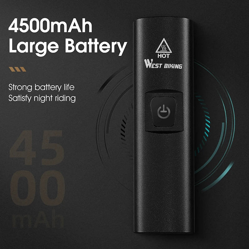 WEST BIKING USB Rechargeable Bicycle Front Light – High-Brightness LED Headlight for MTB & Road Cycling