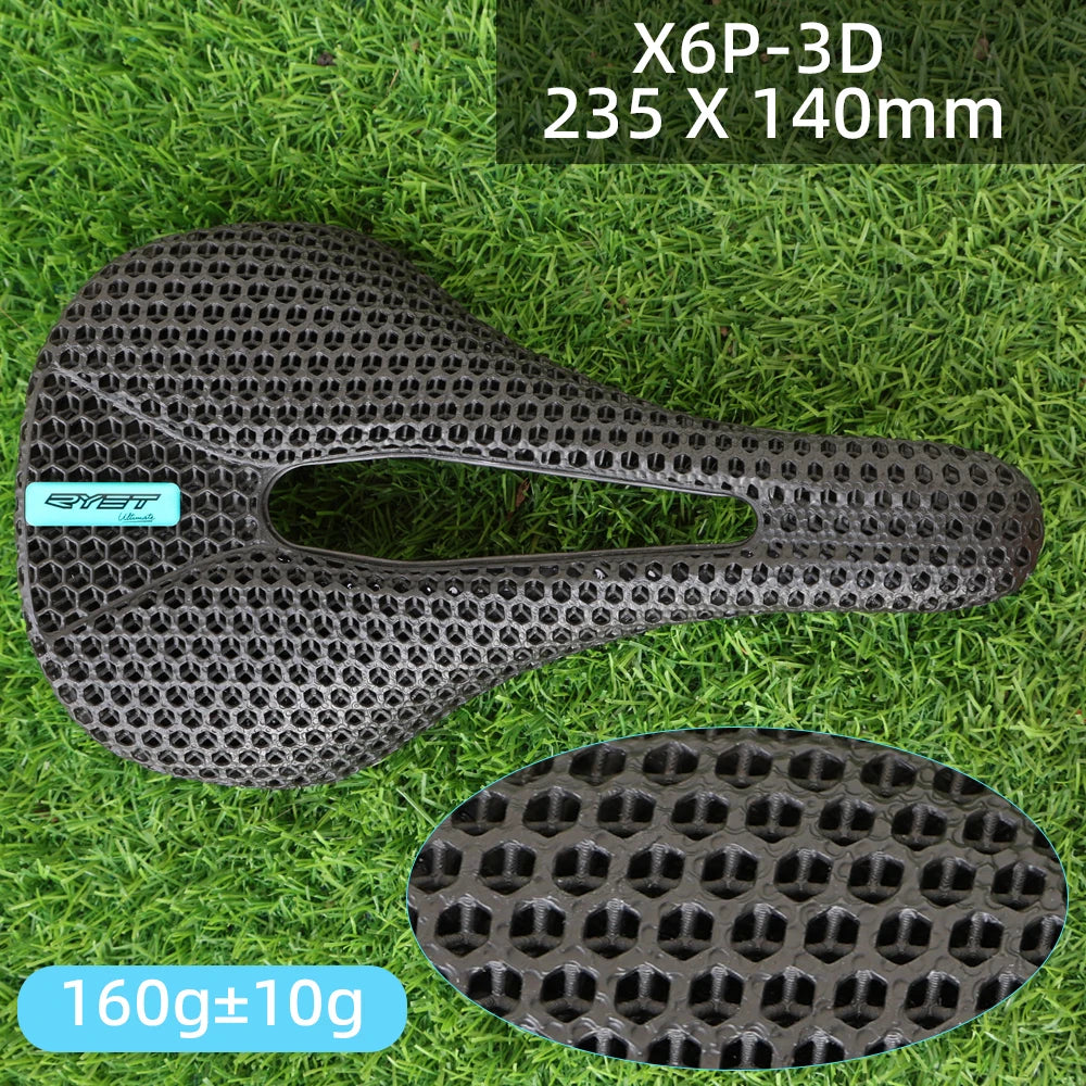 RYET X6P 3D Printed Carbon Bike Saddle – Ultra-Light Road & MTB Racing Seat