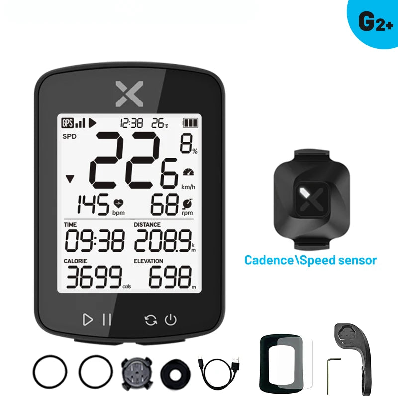 XOSS G2 G2 Plus Cycling Computer Wireless GPS Speedometer with ANT+ Connectivity and IPX7 Waterproof