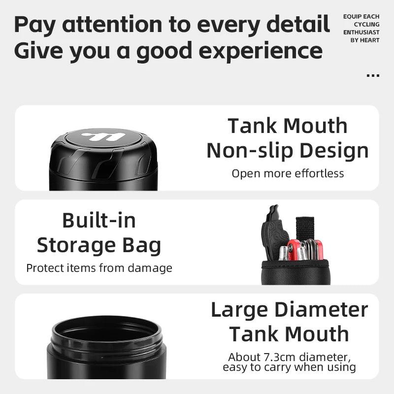 WEST BIKING Bicycle Tool Storage Capsule – Waterproof & Portable Repair Kit Container for MTB & Road Bikes