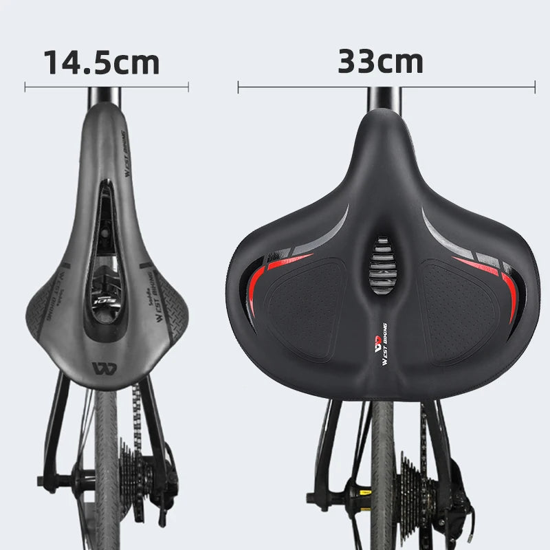 WEST BIKING Oversized Shock-Absorbing Bicycle Saddle – Soft, Breathable & Ergonomic Comfort for MTB & Road Cycling