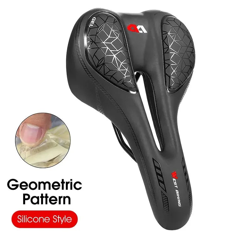 WEST BIKING Gel Silicone Bicycle Saddle – Comfortable, Shock-Absorbing Seat for MTB & Road Bikes
