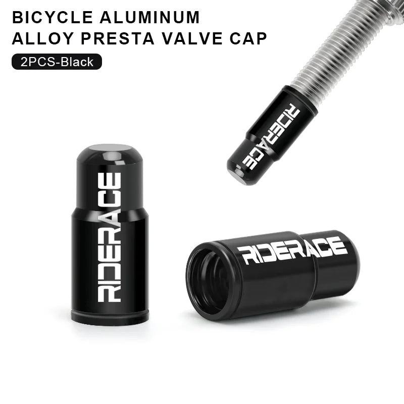RIDERACE CNC Aluminum Bicycle Valve Caps Durable Dustproof Universal Fit for Schrader Presta Valves