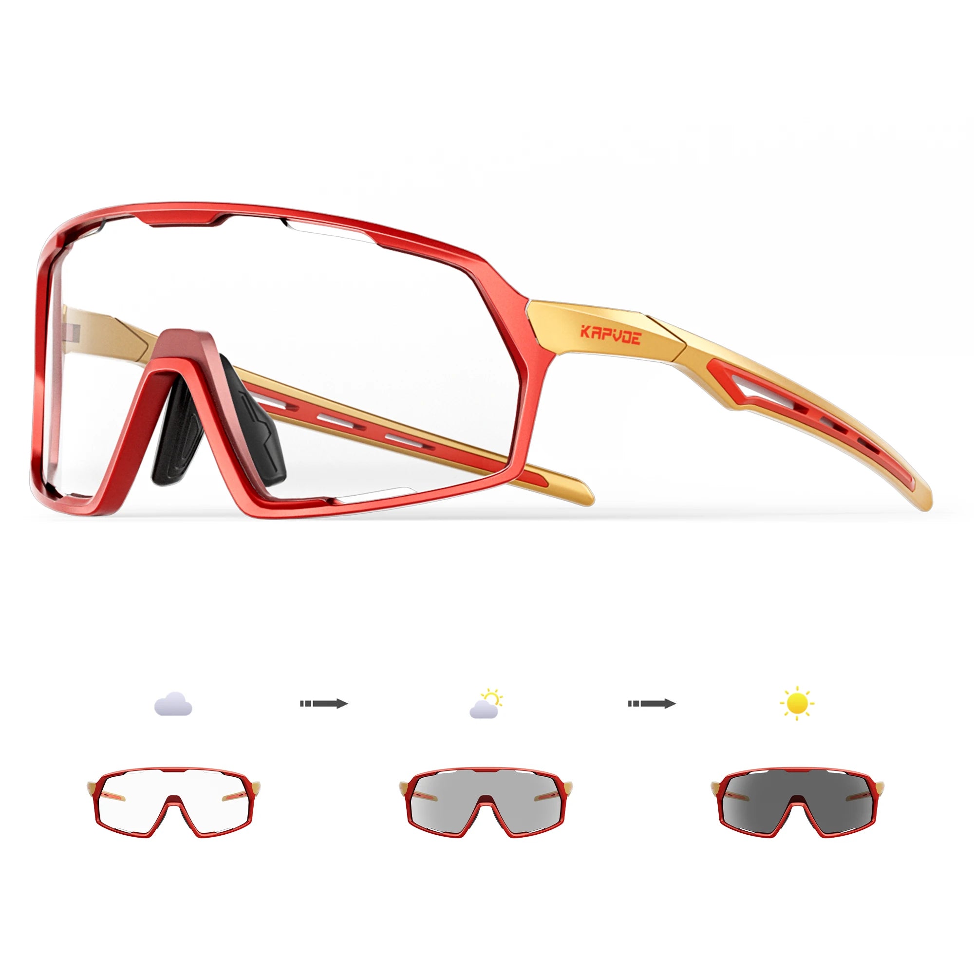 Kapvoe Photochromic Cycling Sunglasses – UV400 Protection, Lightweight Sports Goggles for MTB & Road Biking