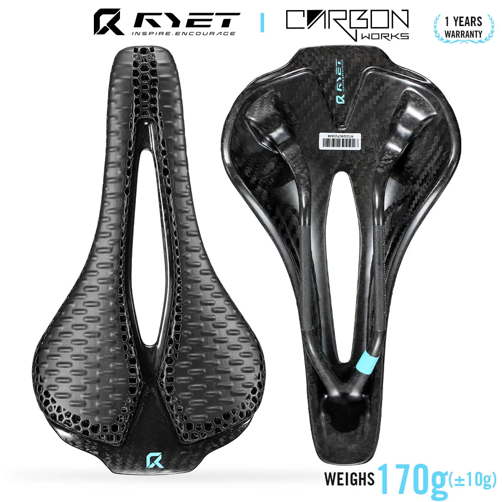RYET Full Carbon 3D Printed Bike Saddle – Ultra-Lightweight Performance Saddle