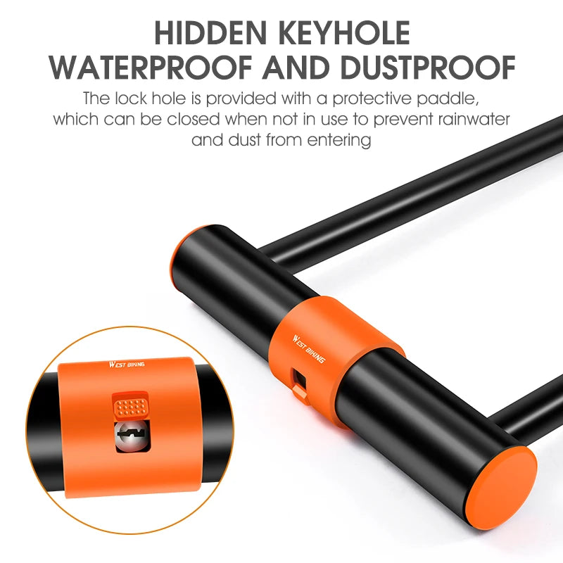 WEST BIKING Bicycle U-Lock – Durable Anti-Theft Security Lock for Bikes, Motorcycles, and Scooters