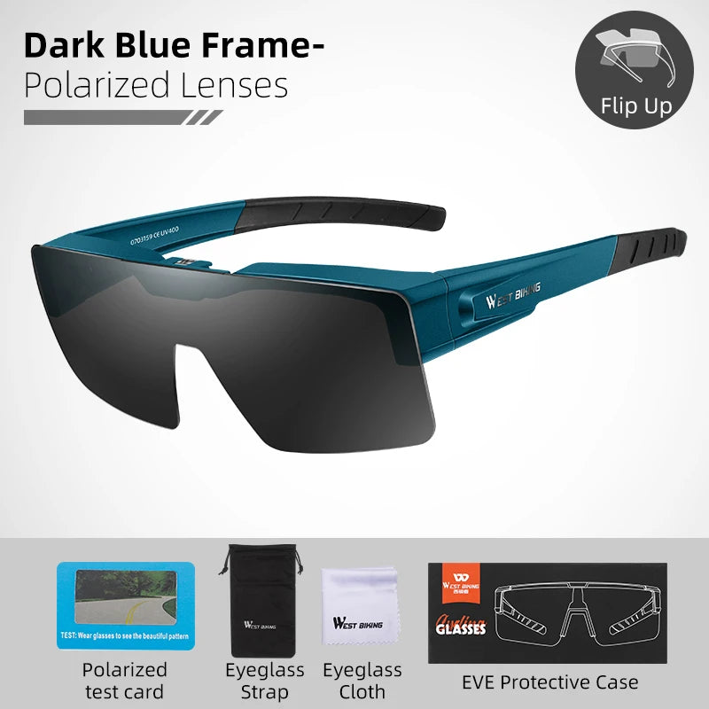 WEST BIKING Photochromic Cycling Sunglasses – Flip-Up, Polarized & Night Vision Lenses for MTB & Road Cycling