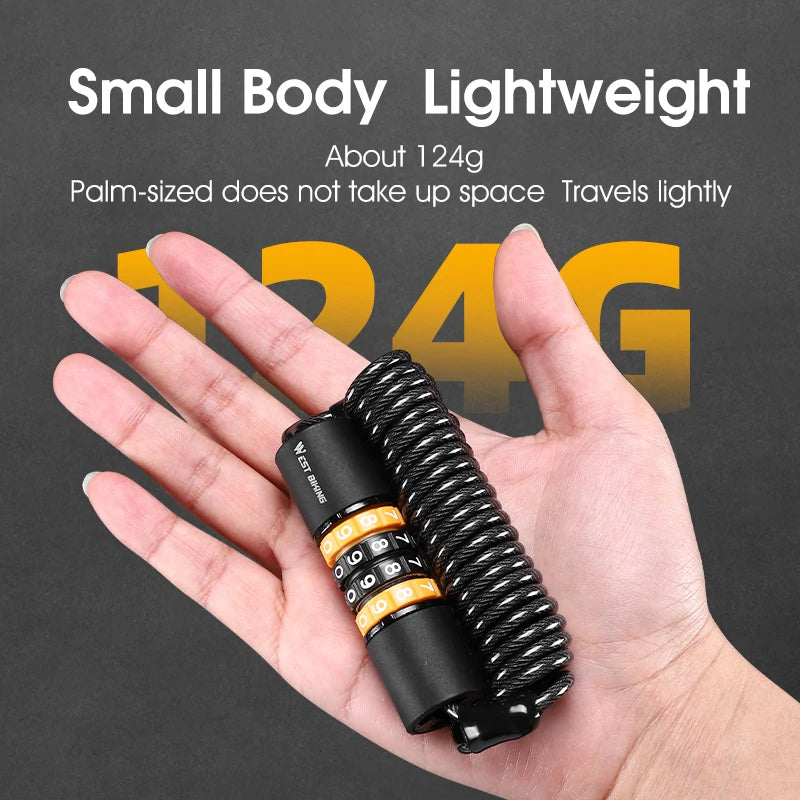 WEST BIKING Portable 4-Digit Password Cable Lock – Compact, Durable & Versatile for Helmets, Bikes & Luggage