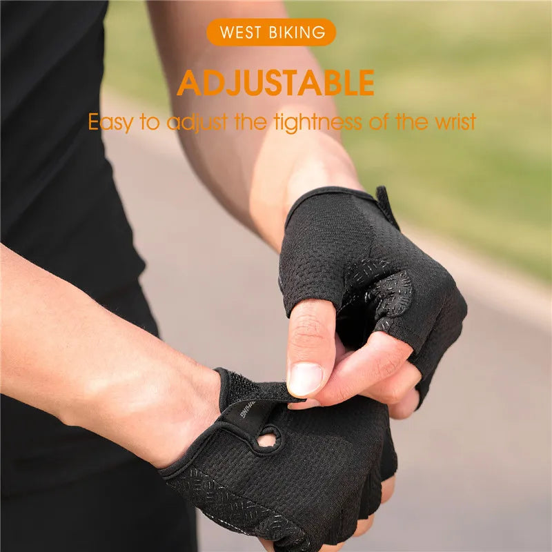 WEST BIKING Half-Finger Cycling Gloves – Shockproof, Breathable & Anti-Slip for MTB & Road Biking