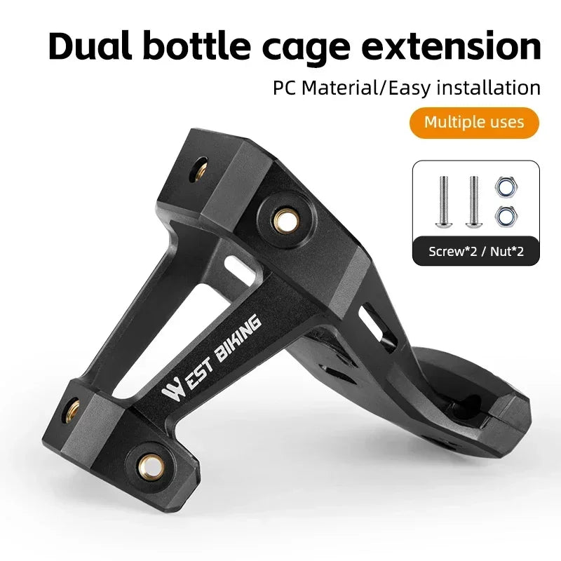 WEST BIKING Bicycle Bottle Cage Extension – Lightweight, Durable & Versatile for Single or Double Bottles