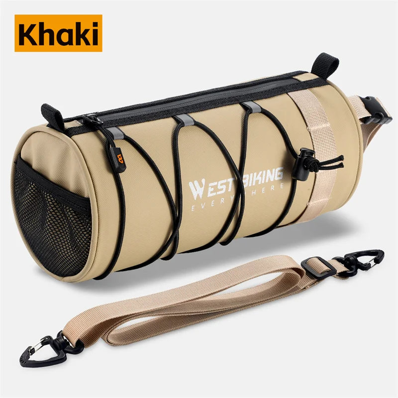 WEST BIKING Multifunctional Handlebar Bag – 2L Portable, Waterproof Bike Front Frame Storage with Shoulder Strap