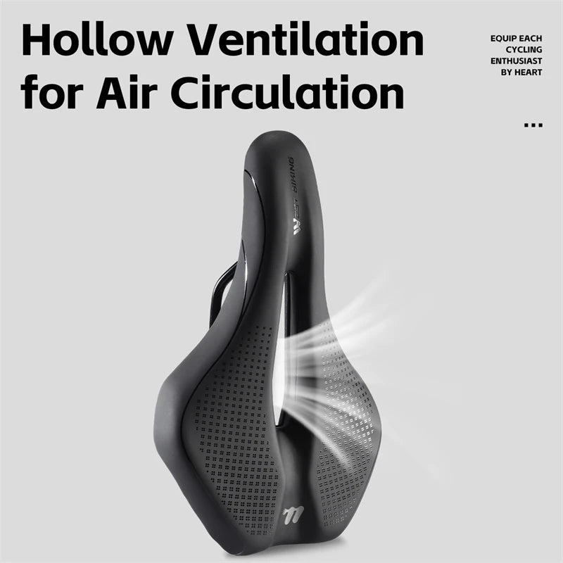 WEST BIKING Ultra-Light Hollow Bicycle Saddle – Breathable, Shock-Absorbing & Non-Slip for Road & MTB Cycling