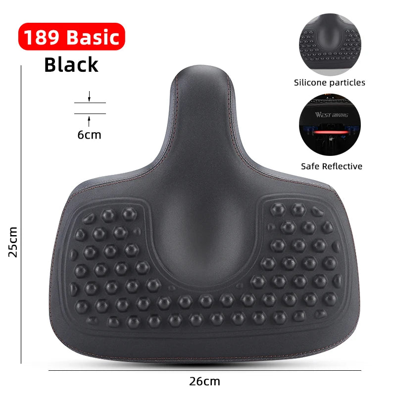 WEST BIKING Extra Wide MTB Bicycle Saddle – Shock-Absorbing, Comfortable & Breathable for Long Rides