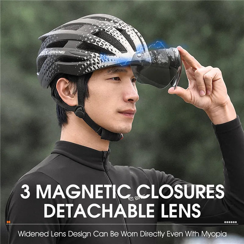 WEST BIKING Cycling Helmet Magnetic Goggles – Single Lens Safety Eyewear for MTB & Road Bike Helmets