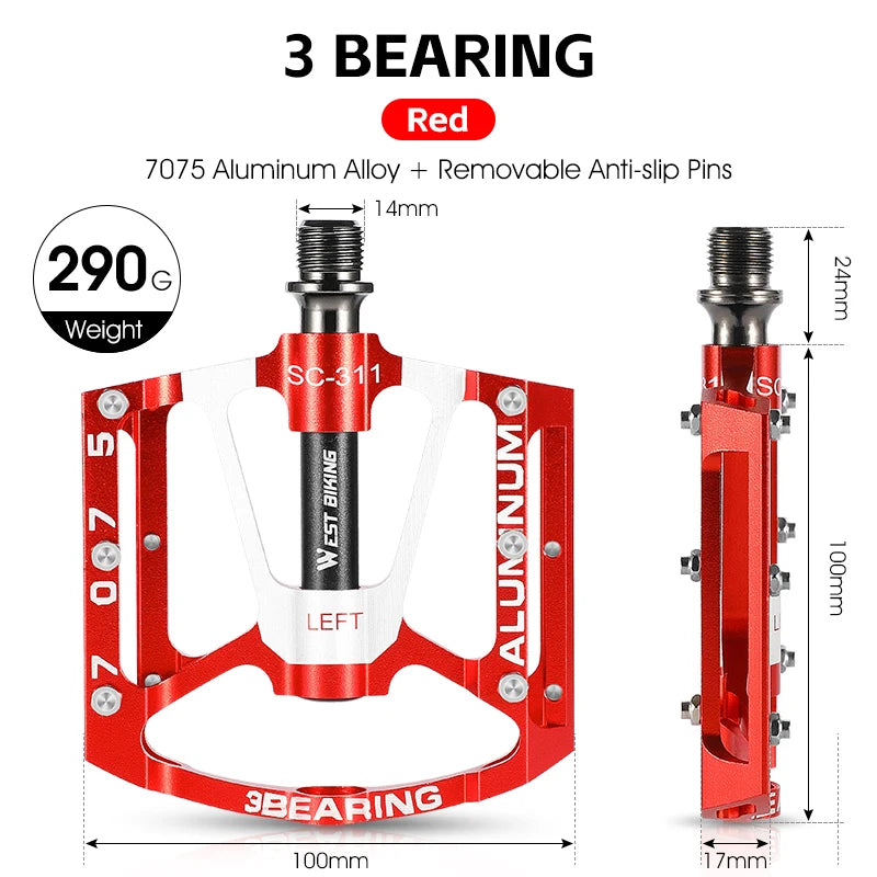 WEST BIKING Quick Release Widened Pedals – Non-Slip, Ultralight & 3 Bearings for Road & MTB