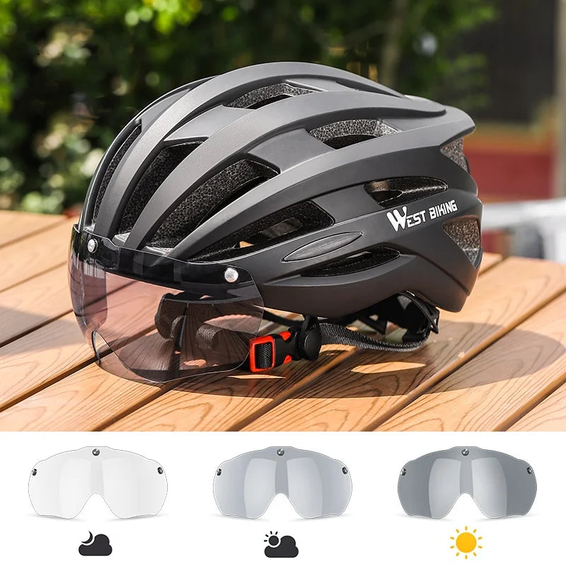 WEST BIKING Cycling Helmet Magnetic Goggles – Single Lens Safety Eyewear for MTB & Road Bike Helmets
