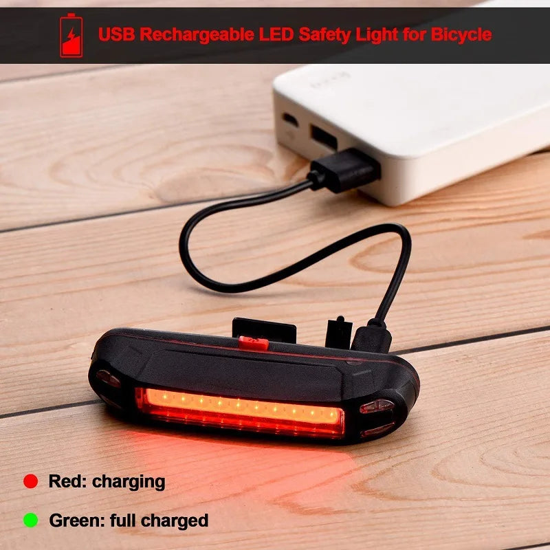 Bicycle Rear Light – Waterproof USB Rechargeable LED Safety Taillight for Night Riding