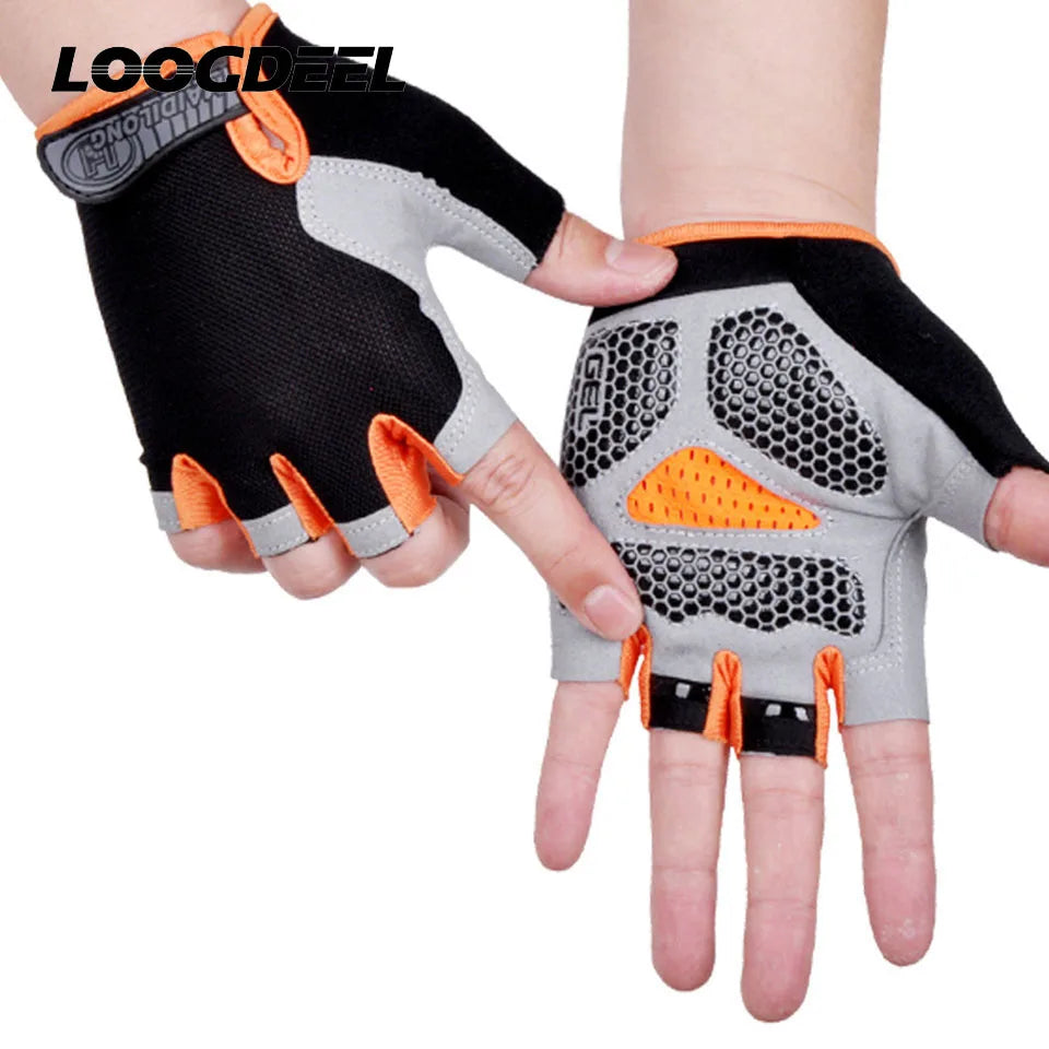 Loogdeel Half-Finger Cycling Gloves – Breathable, Anti-Slip, and Shockproof Sports Gloves for Men & Women