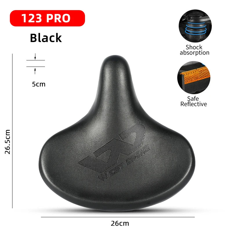 WEST BIKING Extra Wide MTB Bicycle Saddle – Shock-Absorbing, Comfortable & Breathable for Long Rides